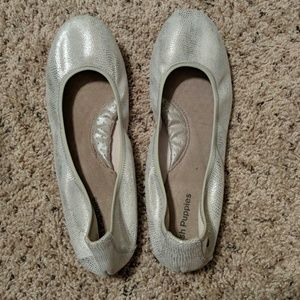 Shiny silver flats size 11 wide